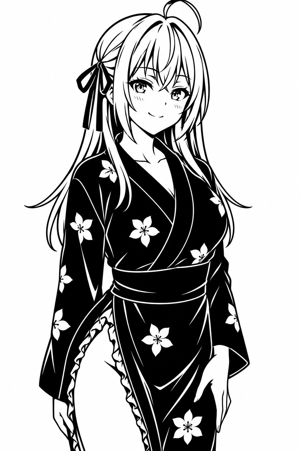 Anime Girl Floral Kimono Decal